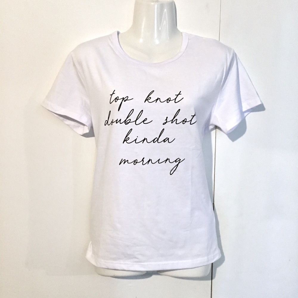 Top Knot Double Shot Funny Graphic Tee T Shirt New - Picture 6 of 8
